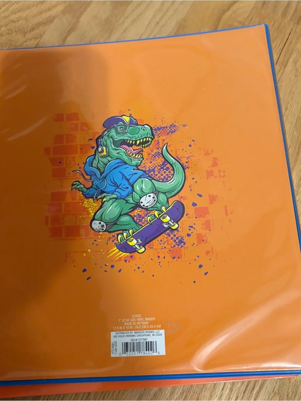 Skateboard T-Rex Graphic Binder Notebook Folder NEW School 3 Ring Dinosaur